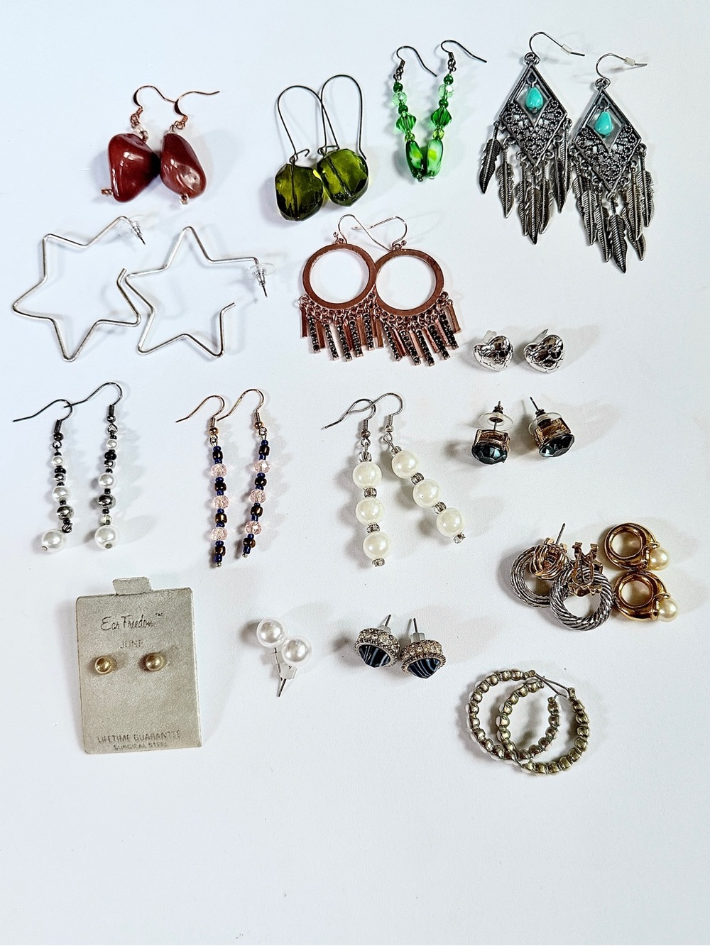 Lot of 15 Pairs of Earrings Varied Styles